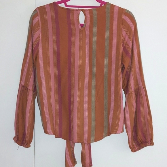 Harper Multi stripe puff sleeve tie Blouse Top Sz M - Picture 8 of 10